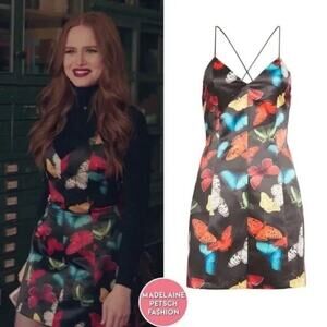 Alice + Olivia NWT Black Multi Color Butterfly Tayla Mini Dress Size 6